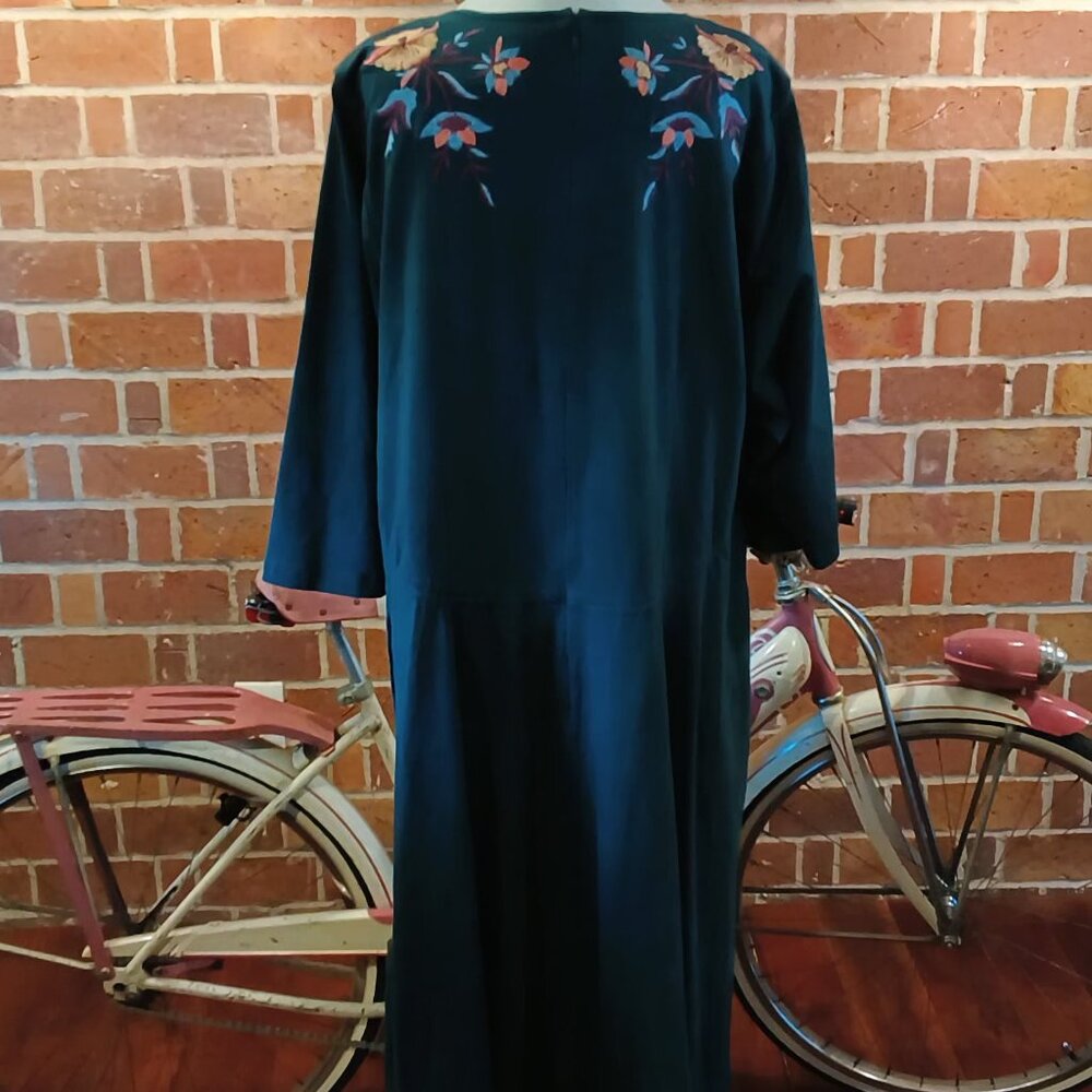 Eshakti Womens Unique Hand Made Floral Embroidered Pocketed Drop Waist Dress 🌷 - Picture 2 of 16